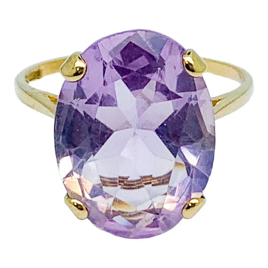 Huge vintage 8.15ct amethyst statement cocktail ring, 9kt yellow gold, size P