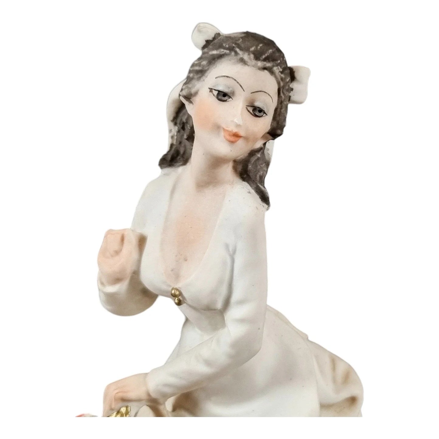 A. Belcari Capodimonte figurine of a young woman holding a flower basket