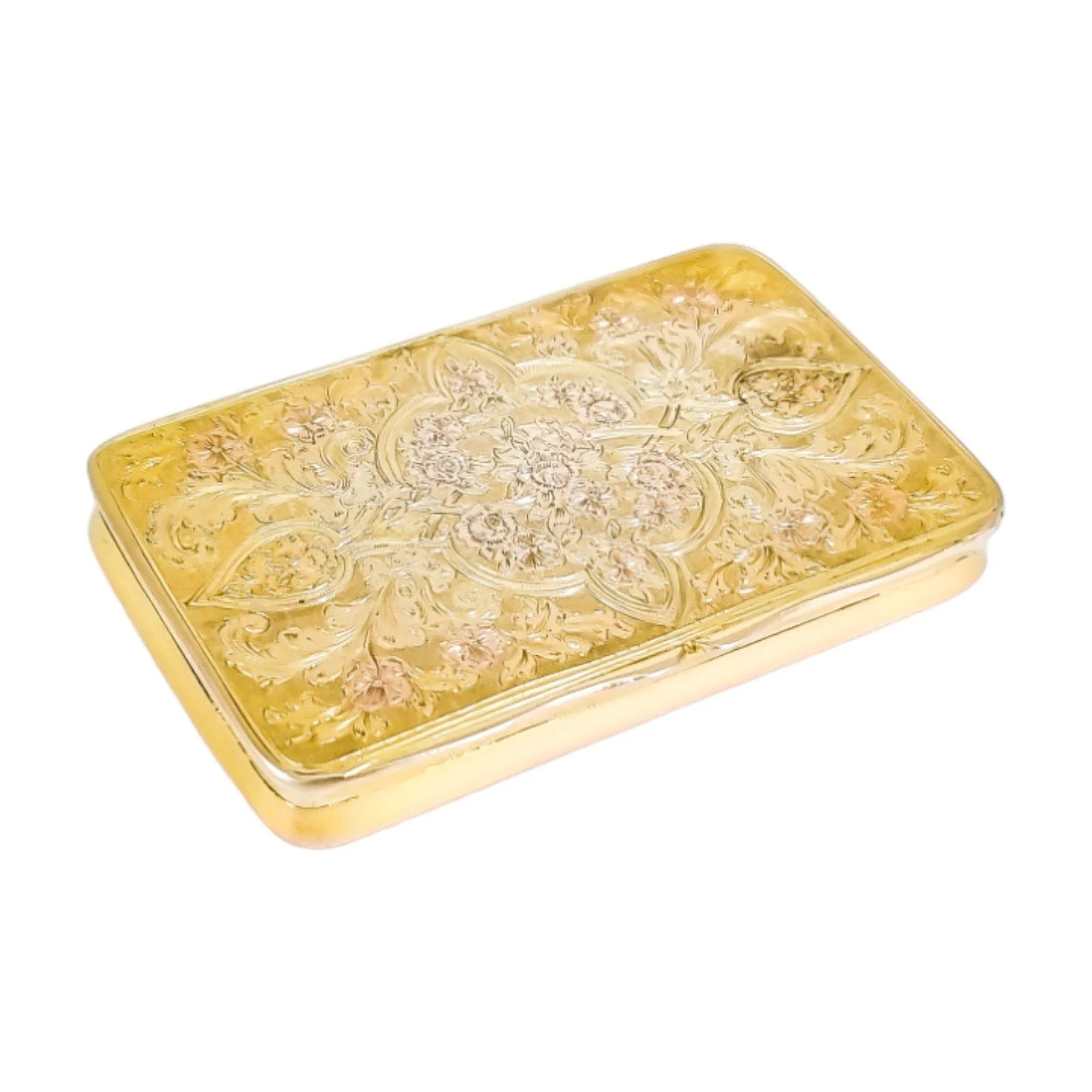 19th century parcel gilt vermeil silver snuff box in Arabesque style