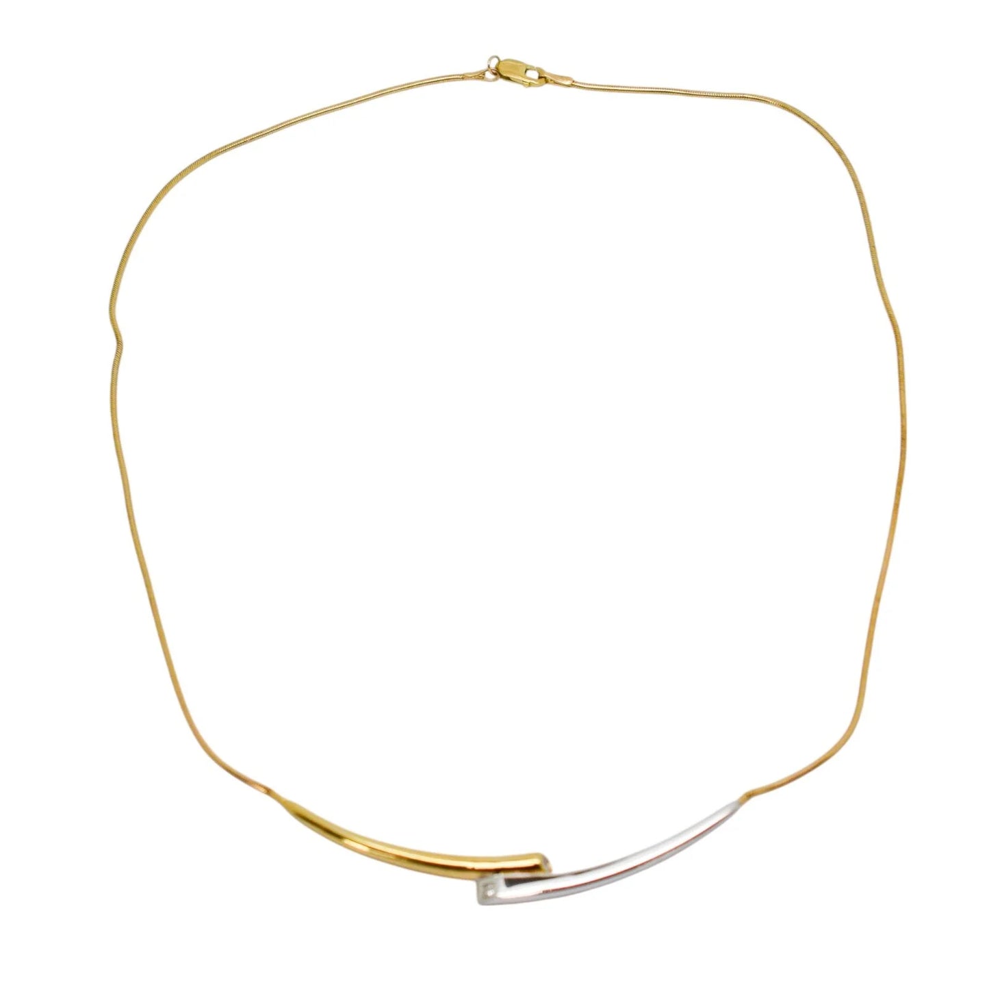 Boxed vintage Royal Mint "Connections Collarette" gold and diamond two tone necklace