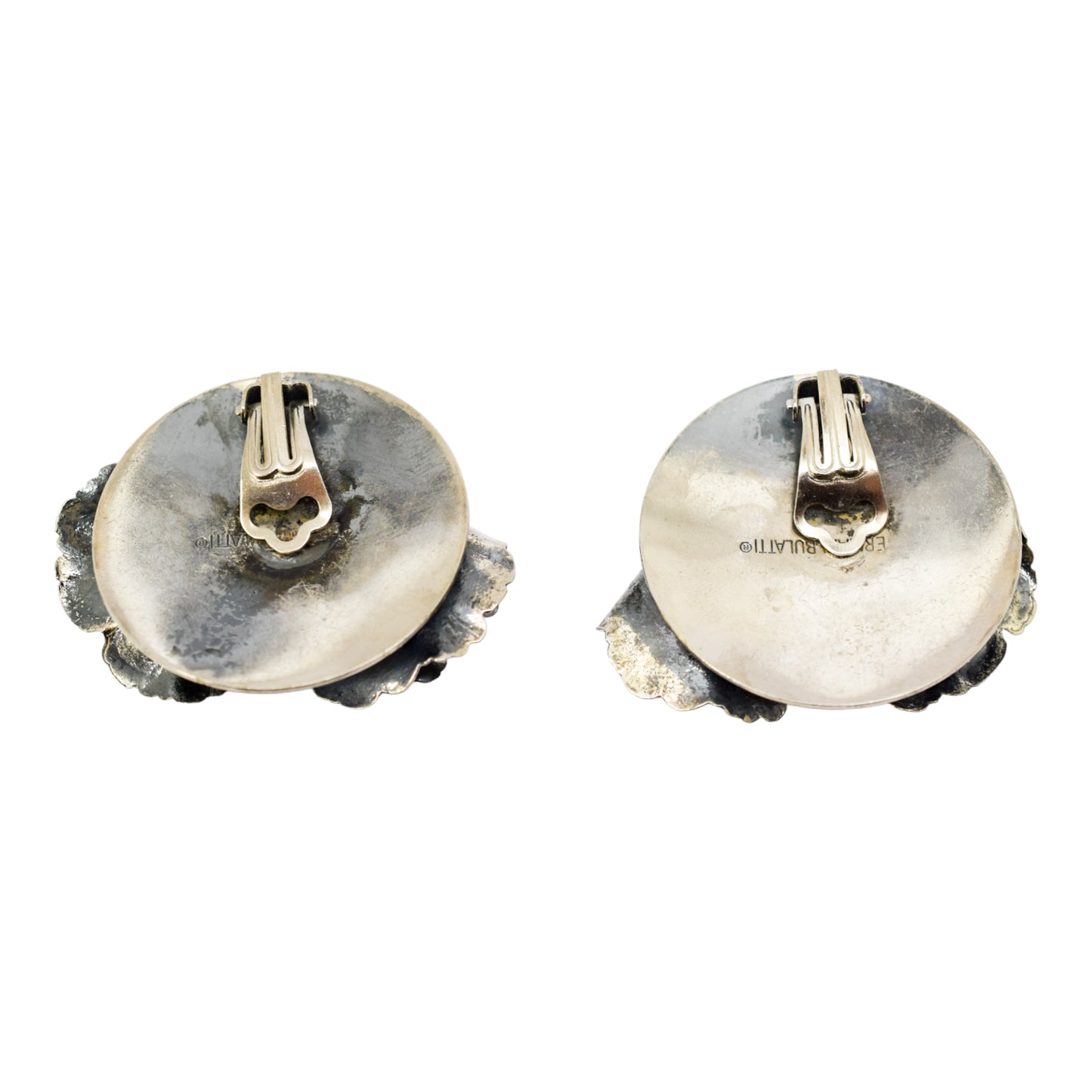 1980's Ermani Bulatti Art Nouveau large statement ear clips of floral and foliate design