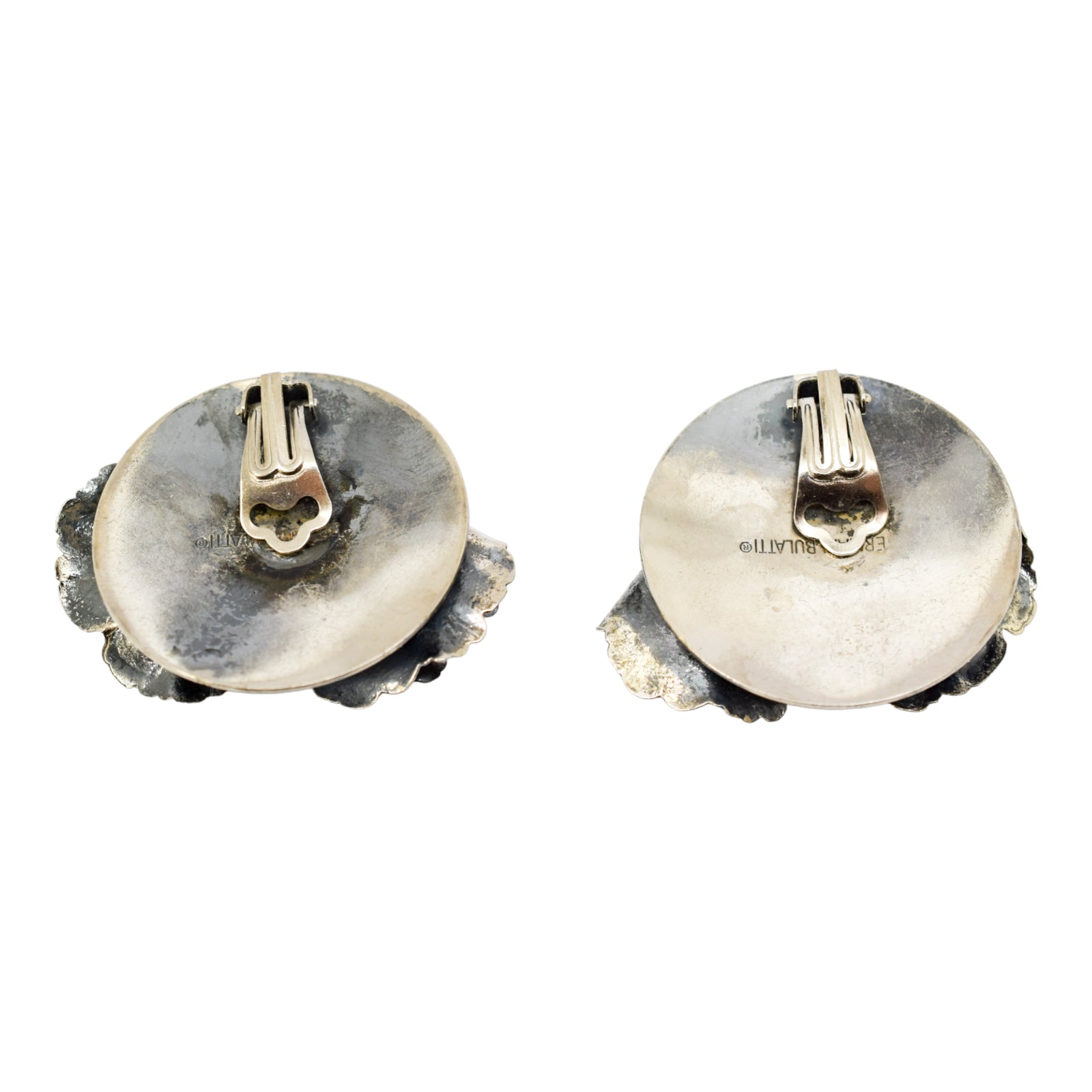 1980's Ermani Bulatti Art Nouveau large statement ear clips of floral and foliate design