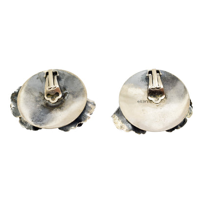 1980's Ermani Bulatti Art Nouveau large statement ear clips of floral and foliate design