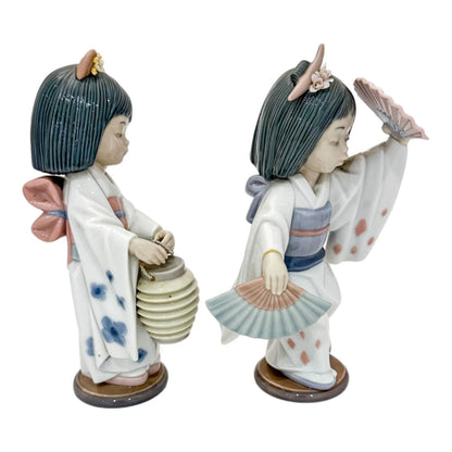 Vintage pair of Lladro porcelain Geisha girls