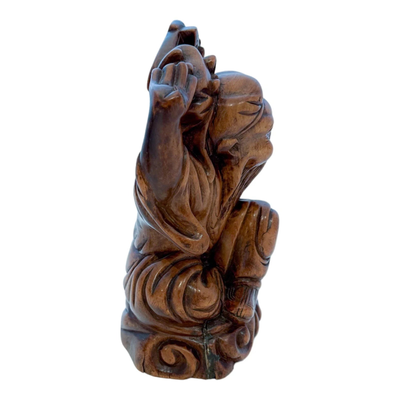 Antique Chinese boxwood root carved figurine of Daoist Immortal Li Tai Guai