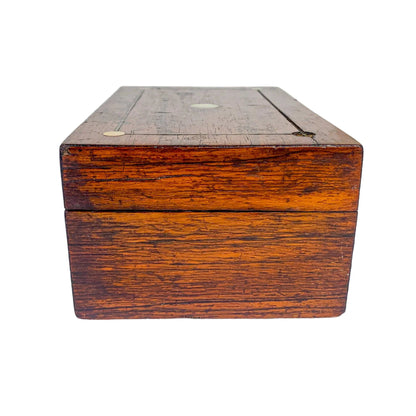 Victorian mahogany and mother of pearl jewellery trinket storage box