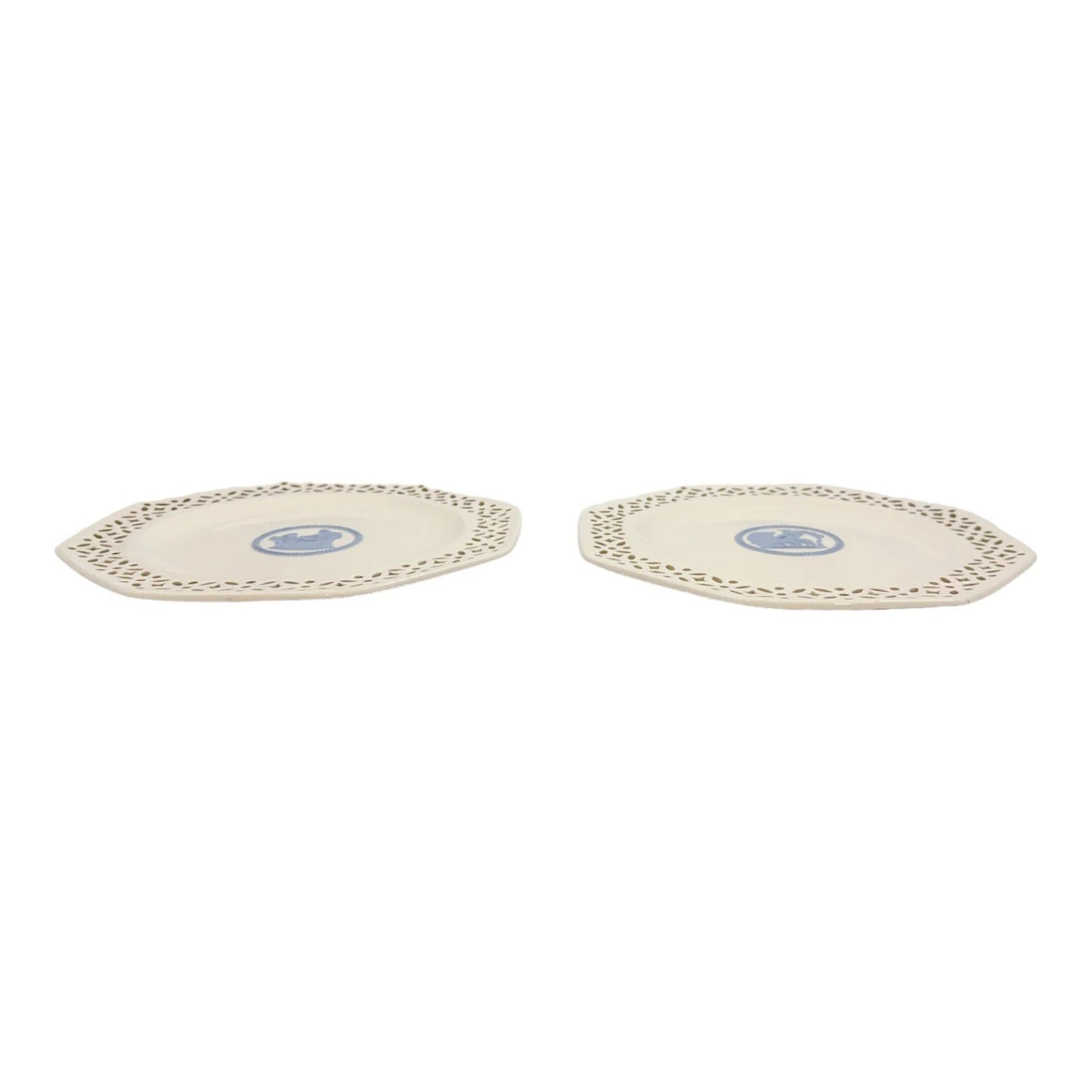 Pair of mid-Victorian Wedgwood Queen's Ware porcelain Neoclassical octagonal plates