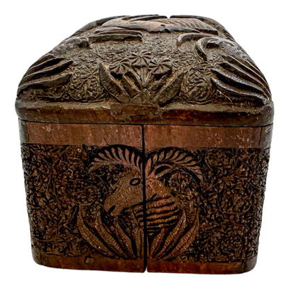 Antique Anglo-Indian carved sandalwood cigarette holder, dispensing box