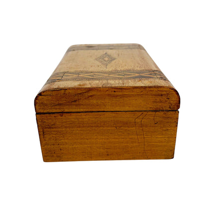Victorian domed Tunbridge Ware storage jewellery box with lift out tray