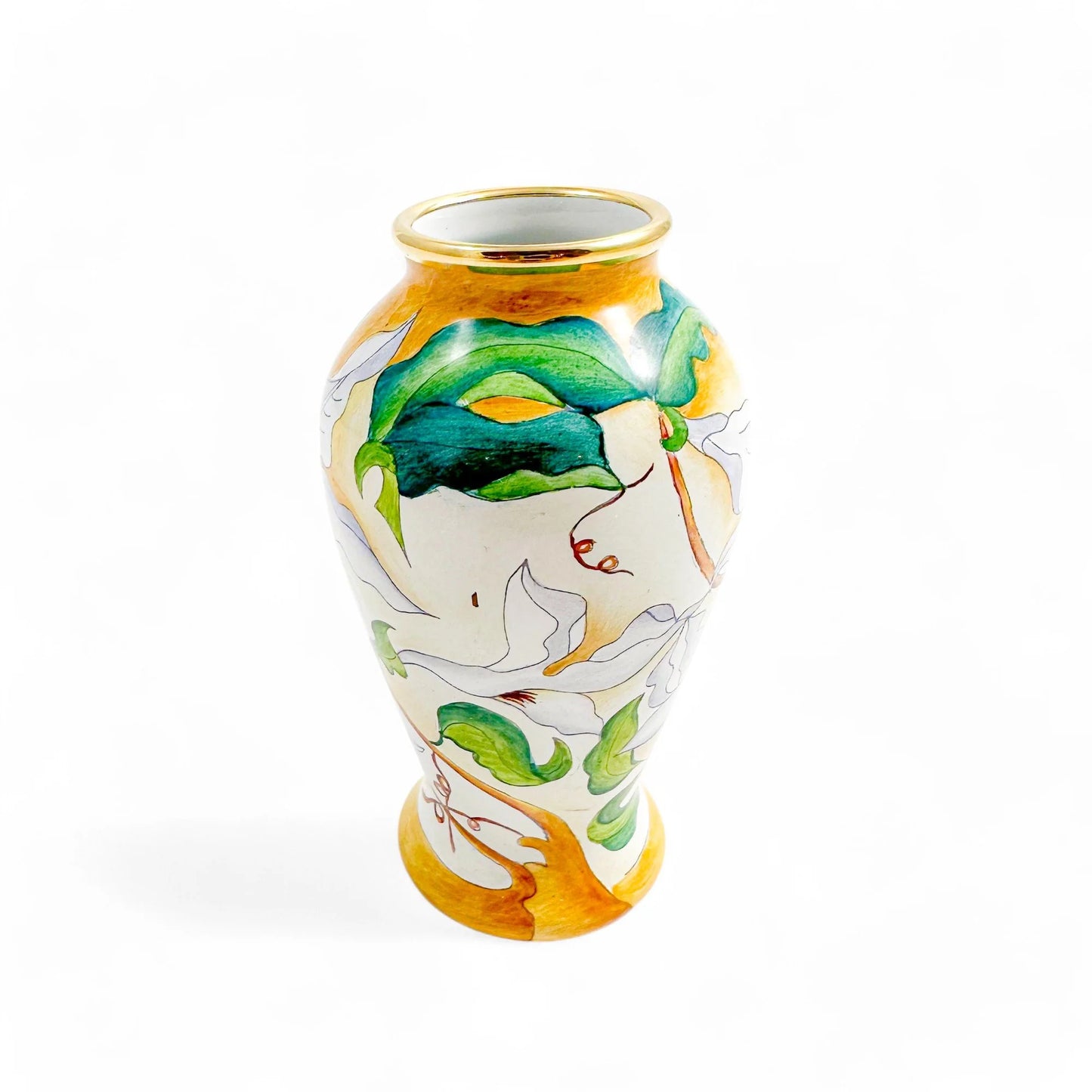 Vintage Moorcroft Enamels miniature vase with narcissus white flowers