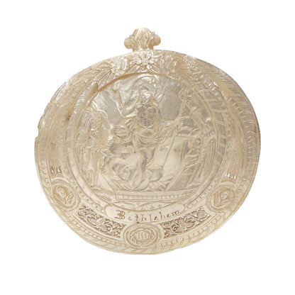 19th century pilgrim's souvenir from The Holy Land, mother of pearl carved shell of Jesus' Resurrection