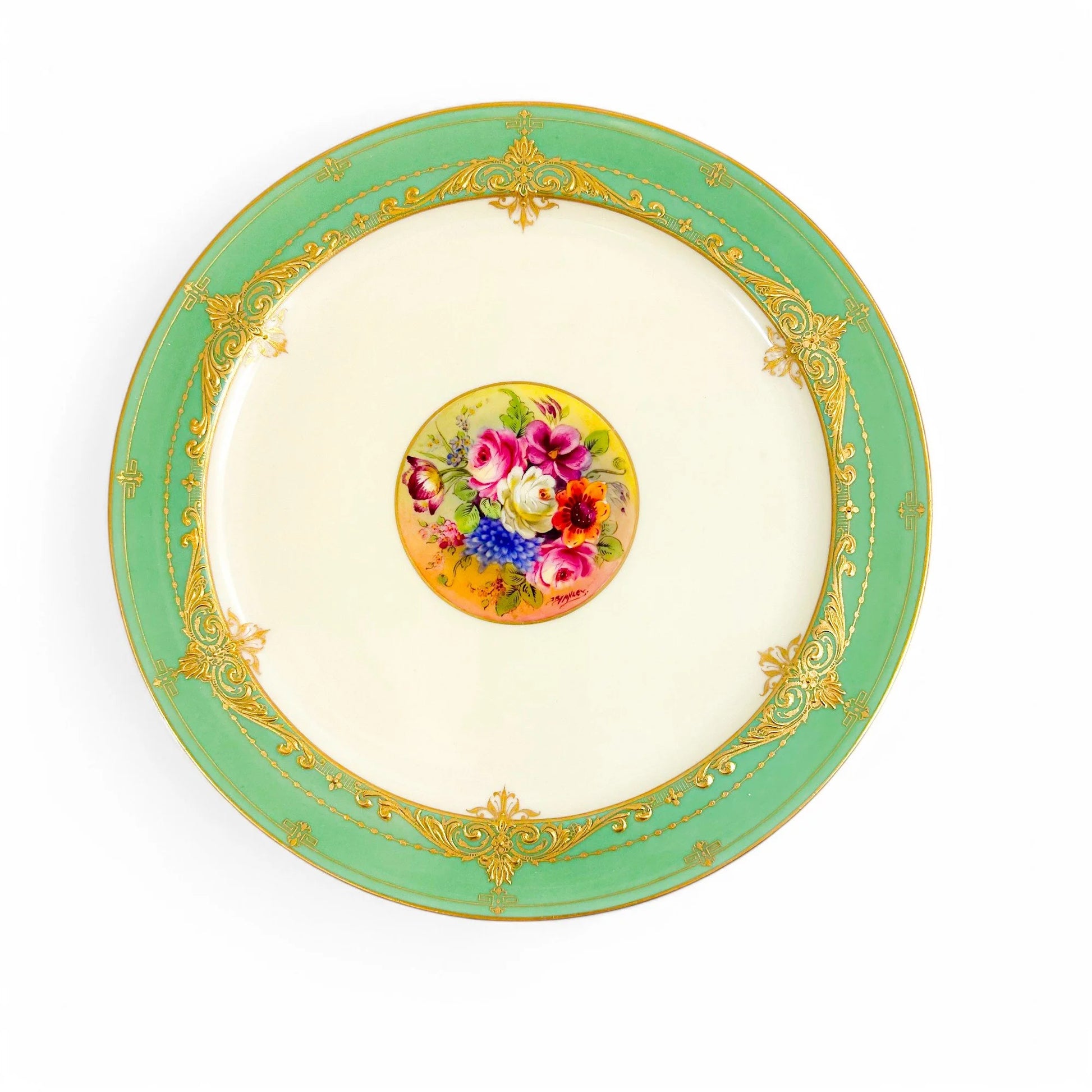 1920's Royal Worcester porcelain Jack Stanley hand-painted cabinet plate