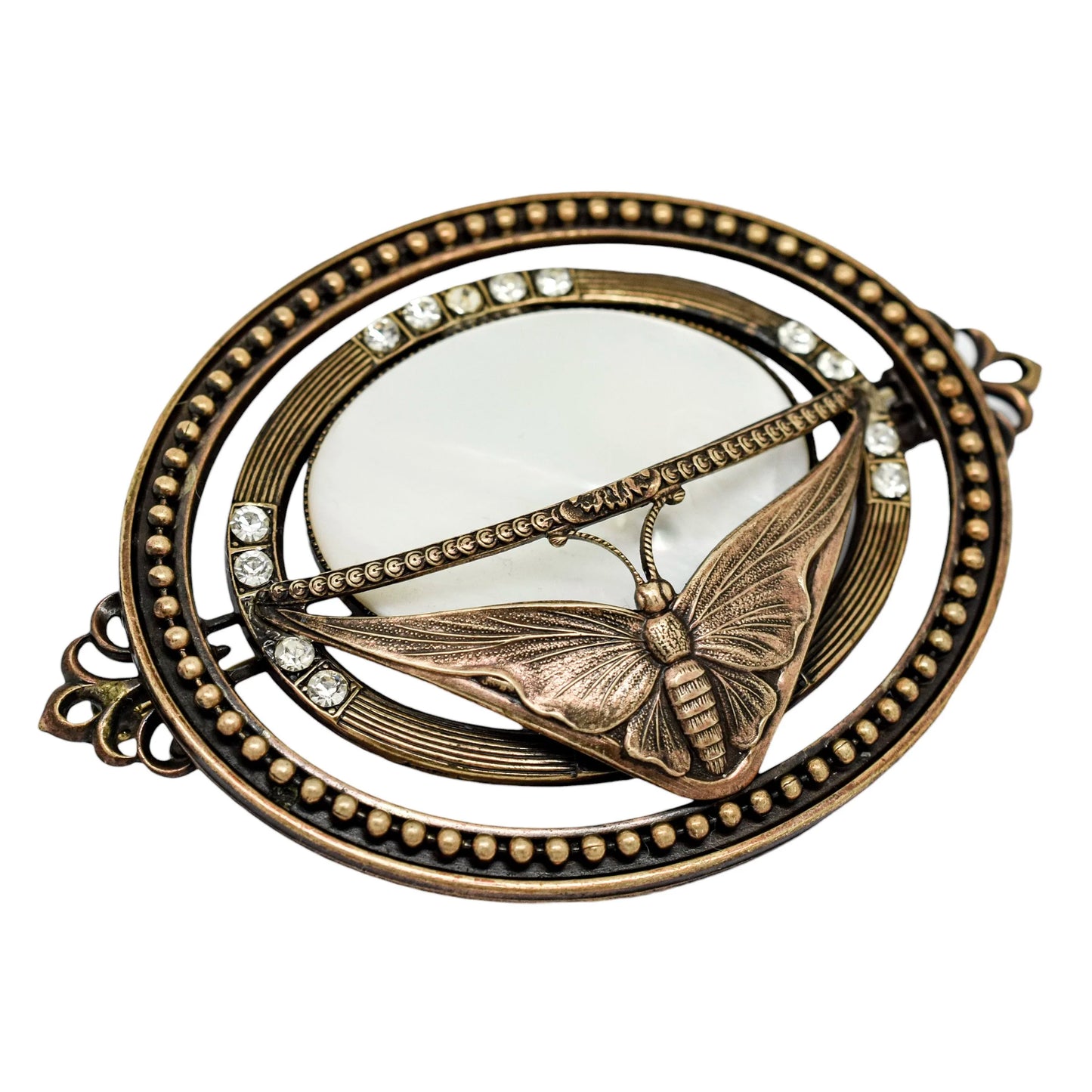 Vintage Ermani Bulatti huge bronzed mother-of-pearl butterfly statement brooch
