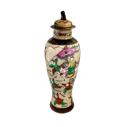 19th century Chinese Chenghua style famille verte crackle glaze jar vase