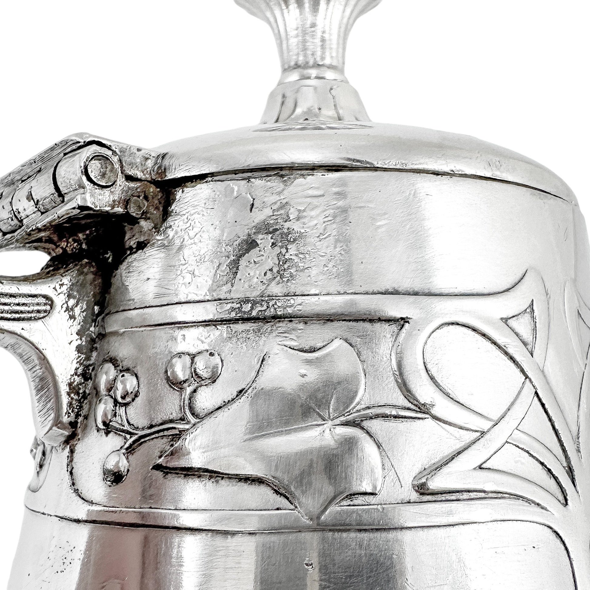 Silver plated WMF Art Nouveau Jugendstil five-piece tea and coffee set on tray
