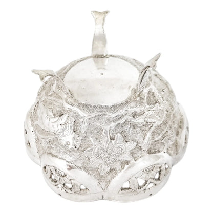1890's Indian Calcutta silver figural bowl with embossed animal scenes