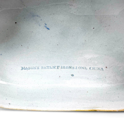 Rare Mason’s Ironstone sauce tureen, "Oyster Pattern" with turquoise base, hand-painted Regency period, circa 1815–1825