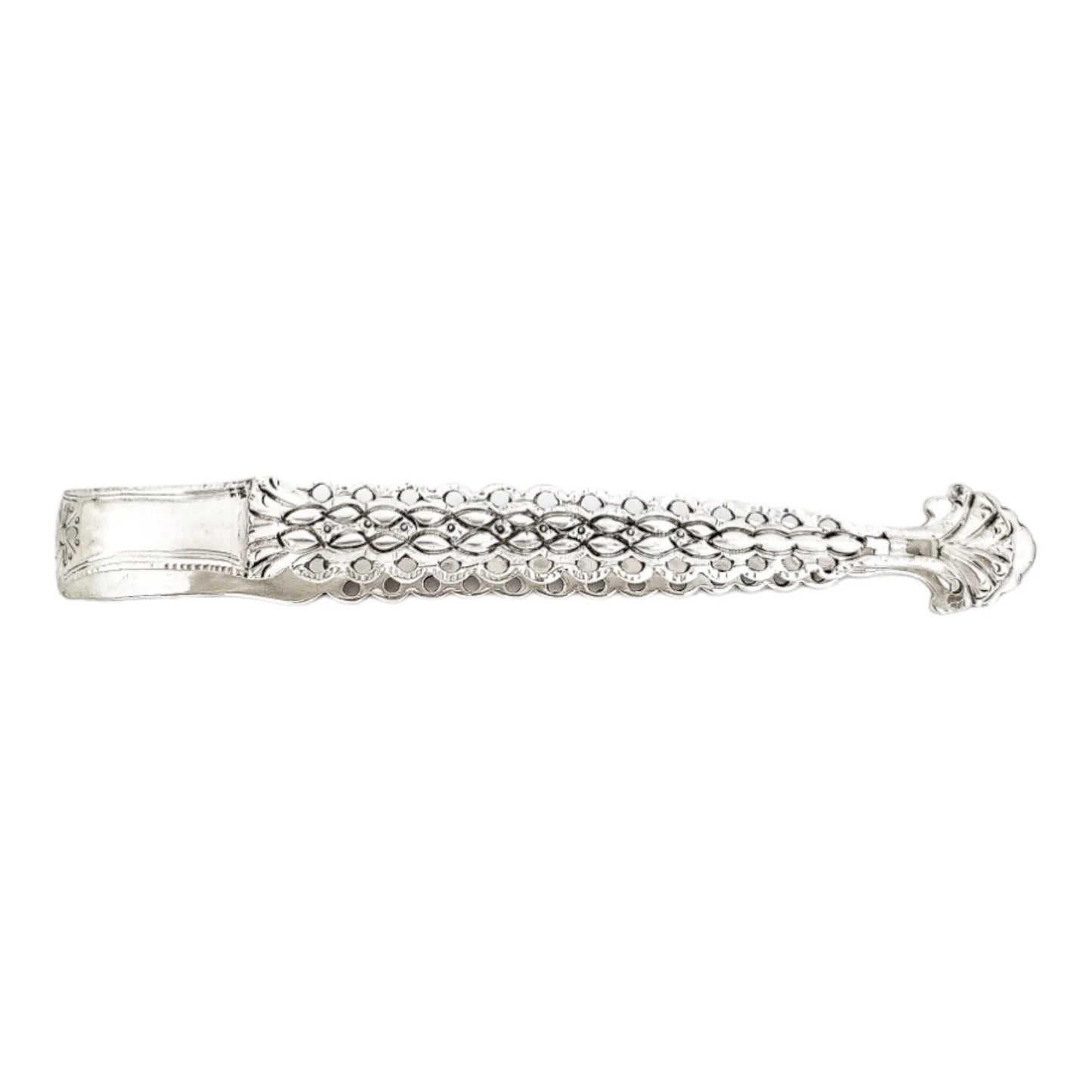 George III large fancy sterling silver sugar tongs with shell bowls, Stephen Adams