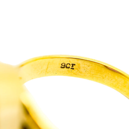 Vintage 6.4ct amethyst solitaire cocktail ring in 9ct yellow gold, size L ½