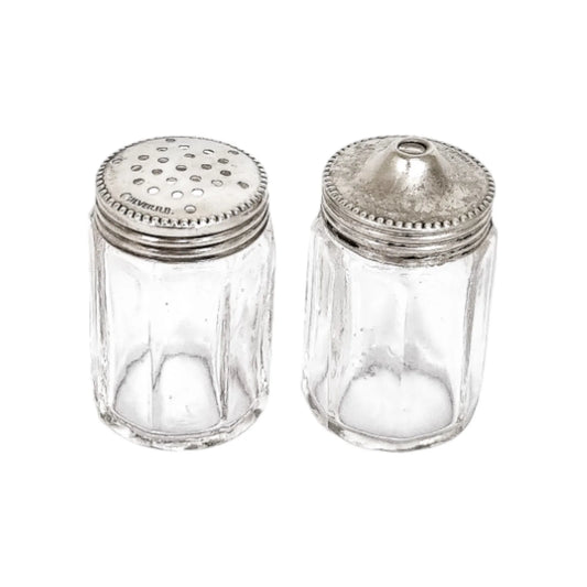 Art Deco sterling silver picnic travel size salt and pepper shakers