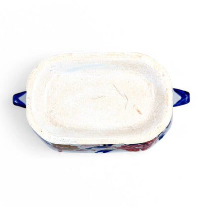 Rare Mason’s Ironstone sauce tureen, "Oyster Pattern" with turquoise base, hand-painted Regency period, circa 1815–1825