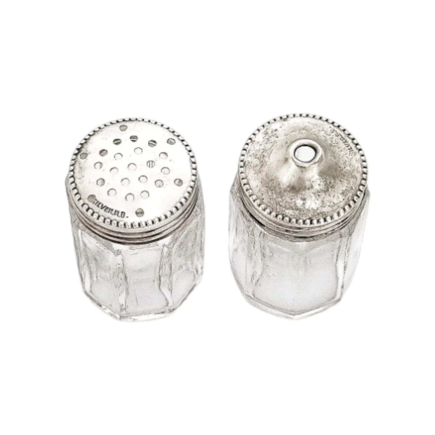 Art Deco sterling silver picnic travel size salt and pepper shakers