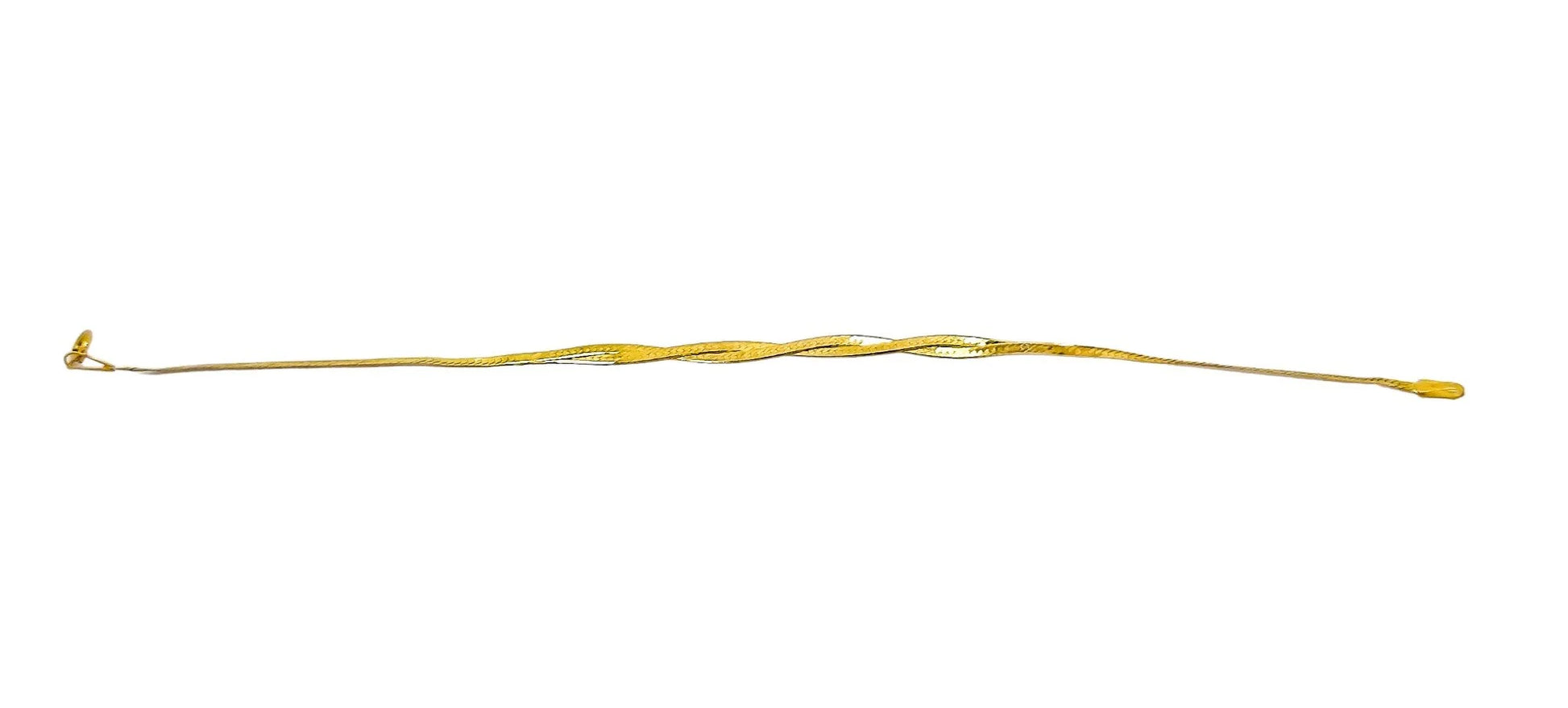 9ct yellow gold double herringbone chain bracelet with braided strands
