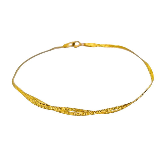 9ct yellow gold double herringbone chain bracelet with braided strands