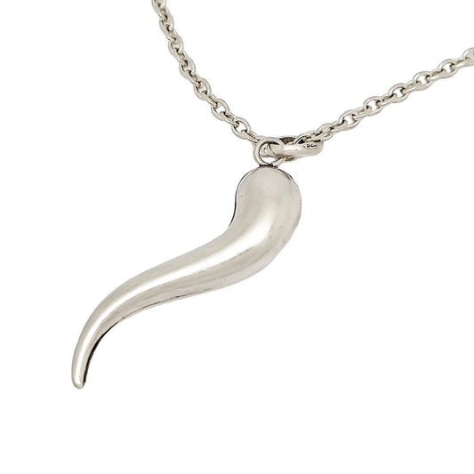 Vintage sterling silver "Cornicello" Italian horn talisman pendant necklace