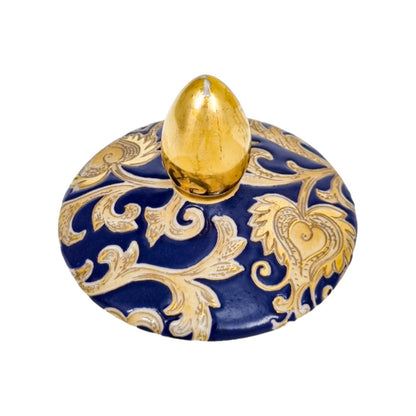 Chinese export porcelain lidded floor vase, cobalt blue and 24kt gold