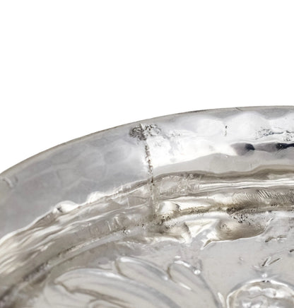 Georgian sterling silver lobed embossed fruit bowl with flying dog handles