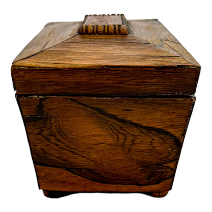 Victorian mahogany sarcophagus shape 2-section small tea caddy