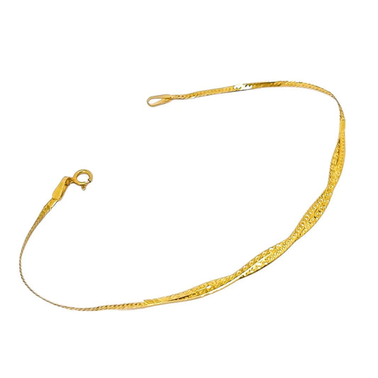 9ct yellow gold double herringbone chain bracelet with braided strands