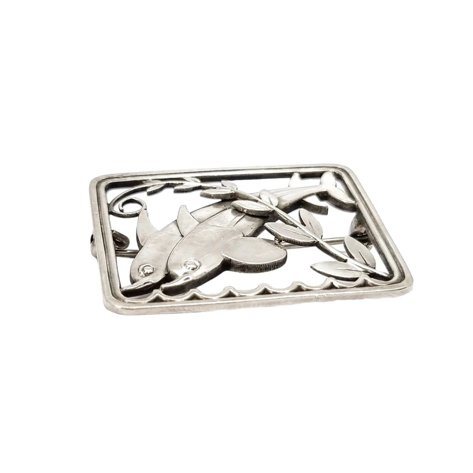 Georg Jensen sterling silver Leaping Dolphins brooch 251