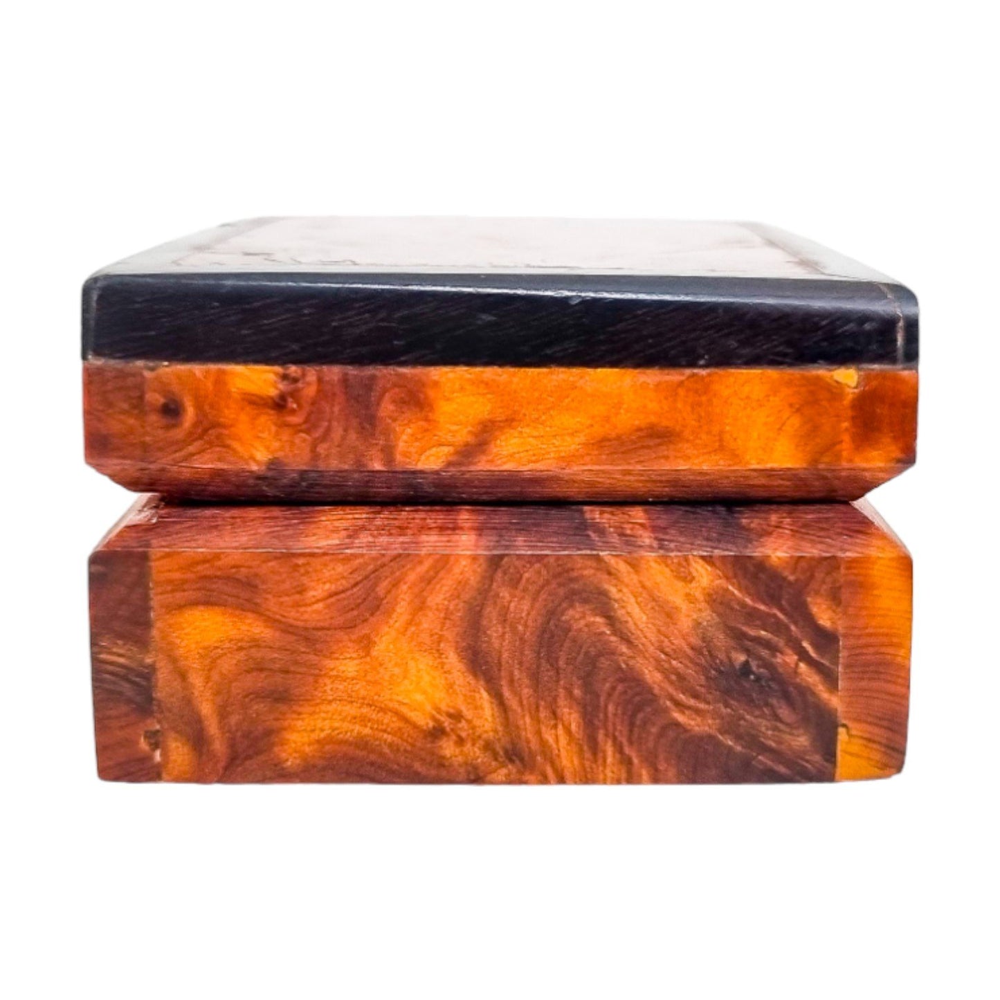 Art Deco burr amboyna table cigarette holder box / vide poche