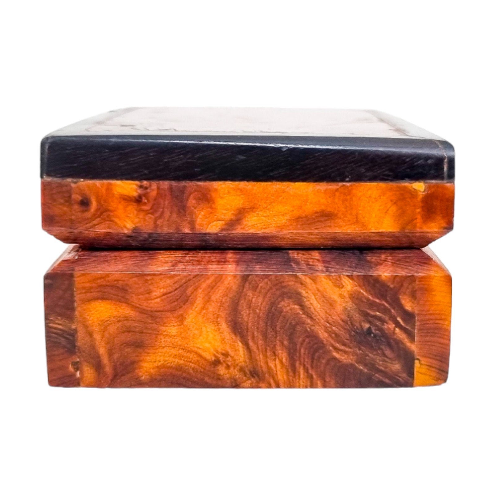 Art Deco burr amboyna table cigarette holder box / vide poche