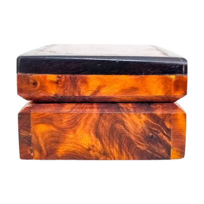 Art Deco burr amboyna table cigarette holder box / vide poche