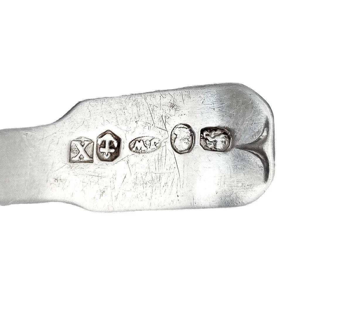 George IV Joseph Willmore sterling silver tea caddy spoon, fiddle thread, 1821
