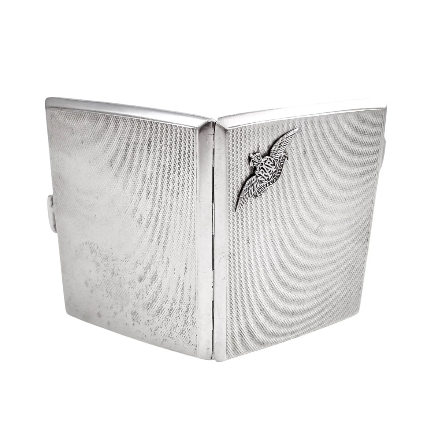 1930's Royal Air Force (RAF) gilt sterling silver engine-turned cigarette or card case