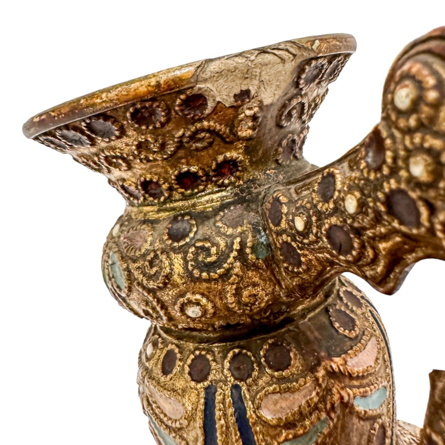 Victorian Wilhelm Schiller & Sohn pottery baluster ewer in Islamic style