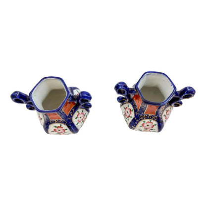 Georgian pair Mason's Ironstone pottery double handled baluster octagonal vases