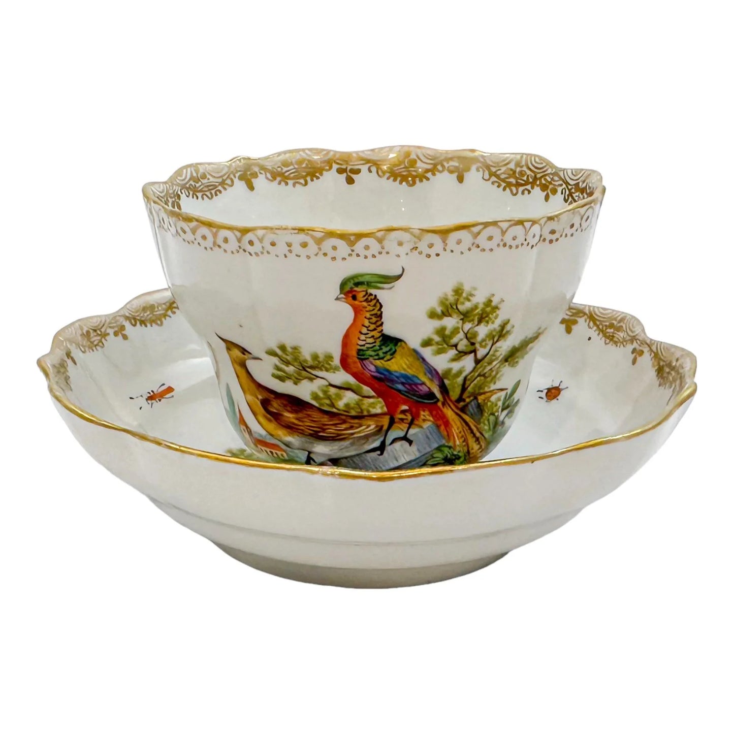 Early 19th century Meissen porcelain "Birds of Paradise" coffee cup and saucer