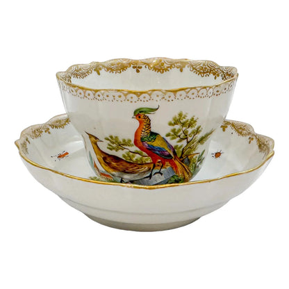 Early 19th century Meissen porcelain "Birds of Paradise" coffee cup and saucer
