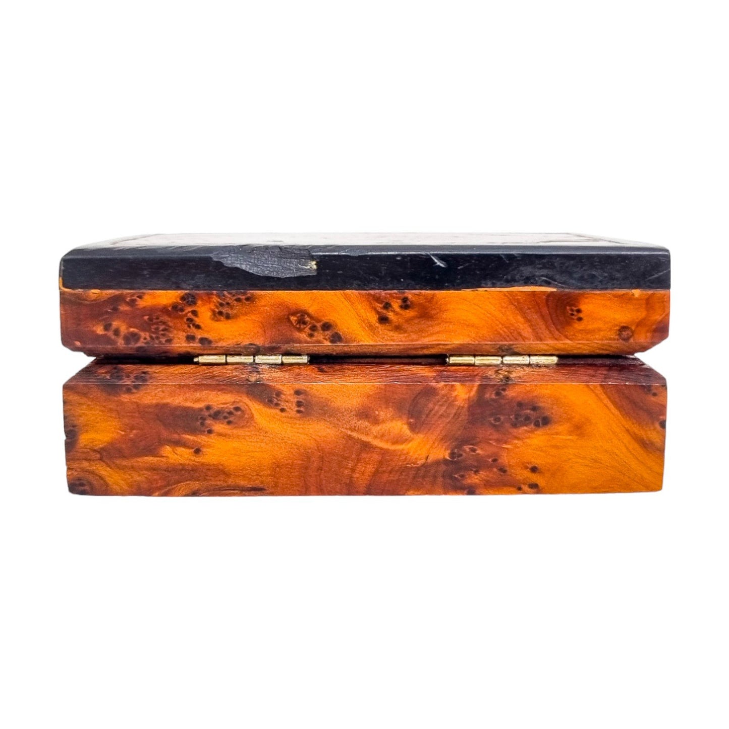 Art Deco burr amboyna table cigarette holder box / vide poche
