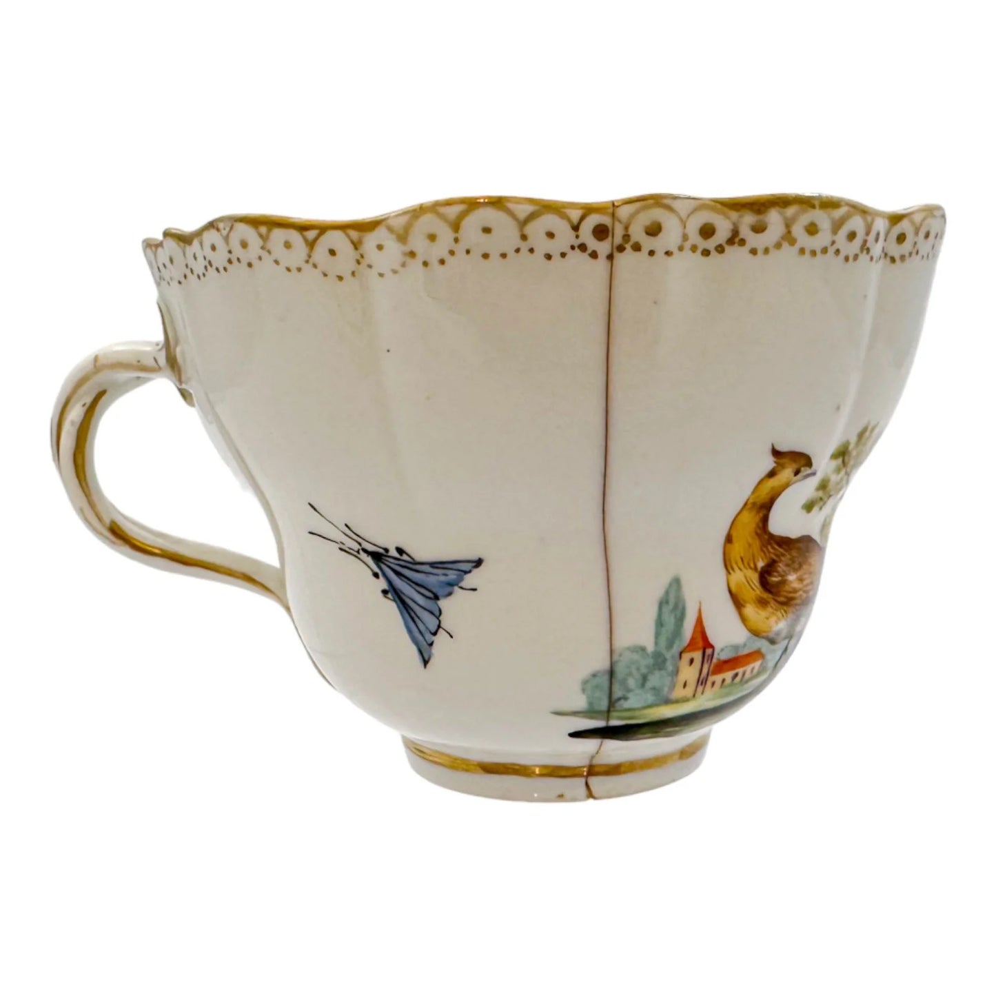 Early 19th century Meissen porcelain "Birds of Paradise" coffee cup and saucer