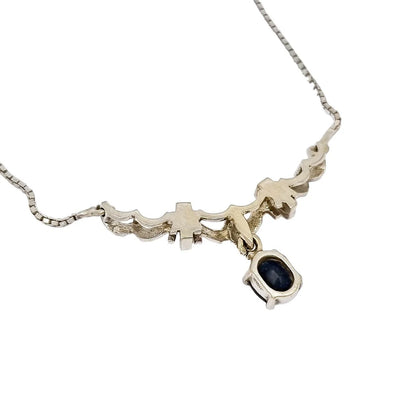 Vintage Italian 18ct white gold sapphire necklace in Art Deco style on Venetian chain