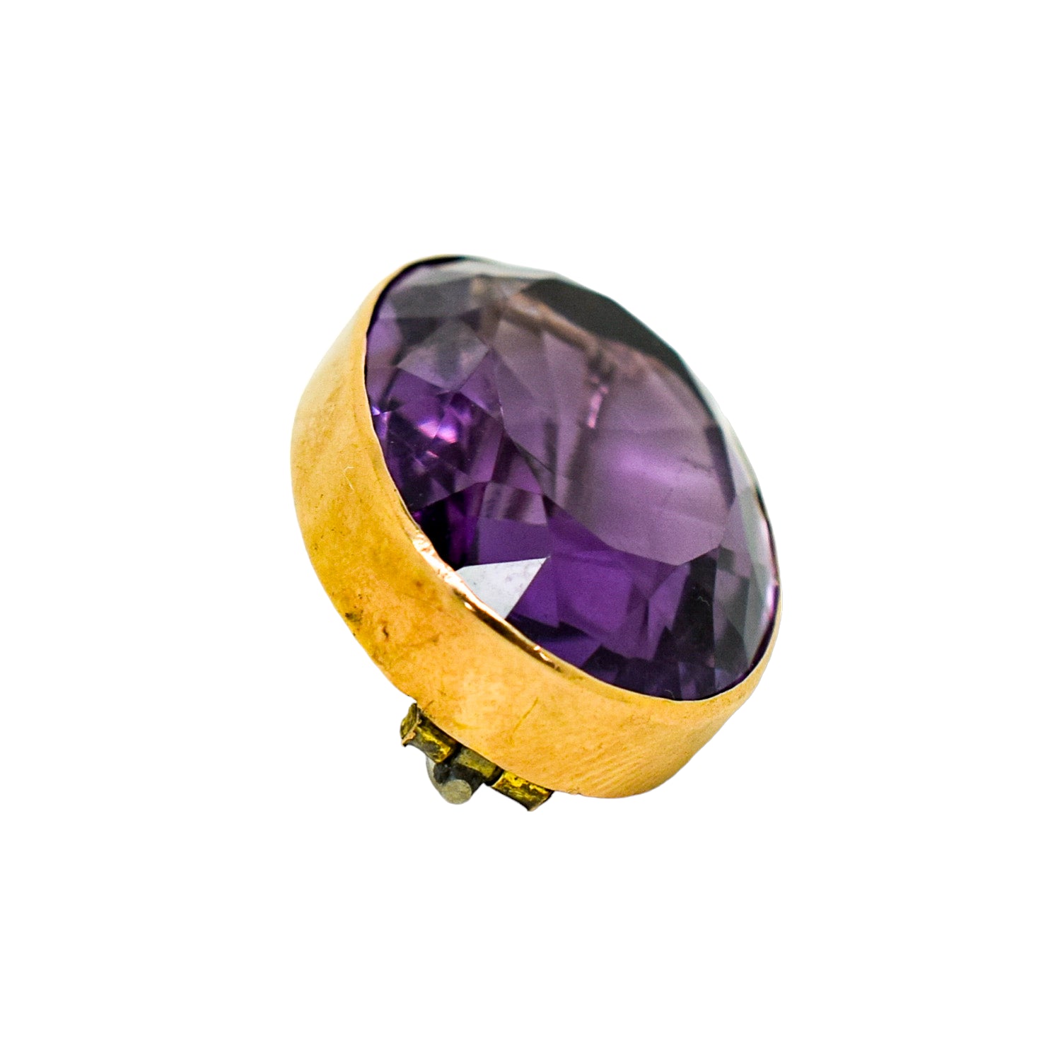 Large Victorian 25ct amethyst statement brooch, 9ct yellow gold