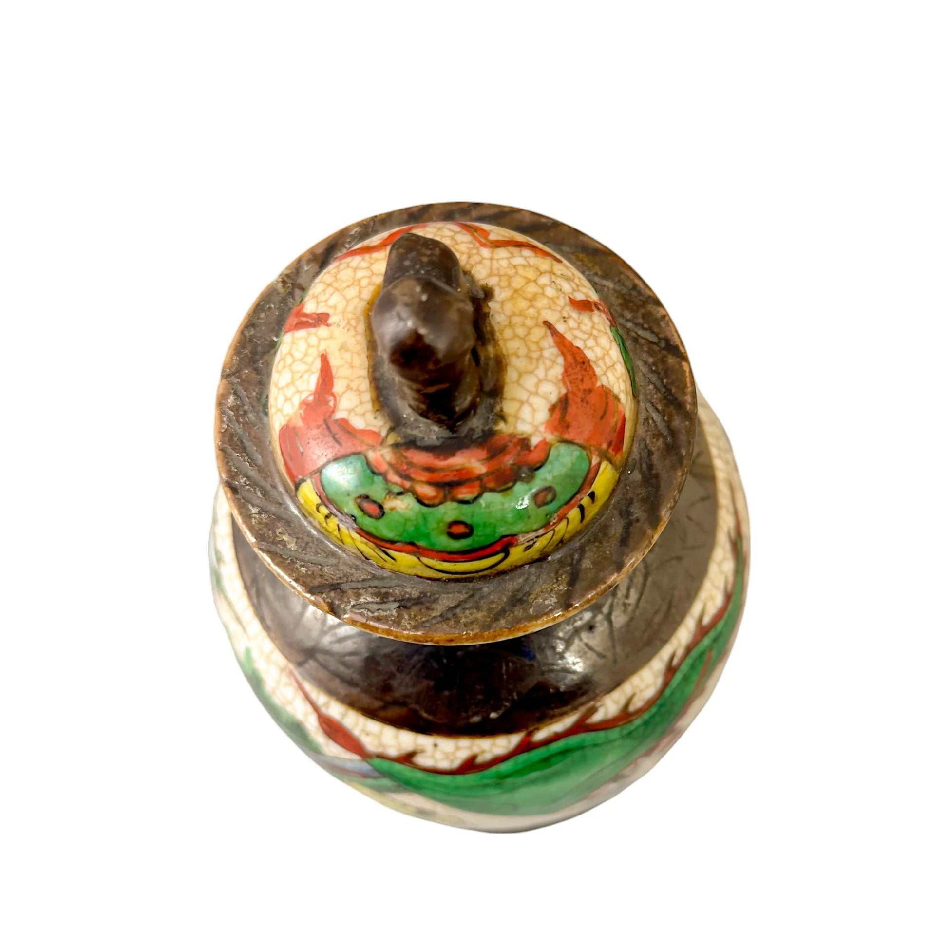 19th century Chinese Chenghua style famille verte crackle glaze jar vase