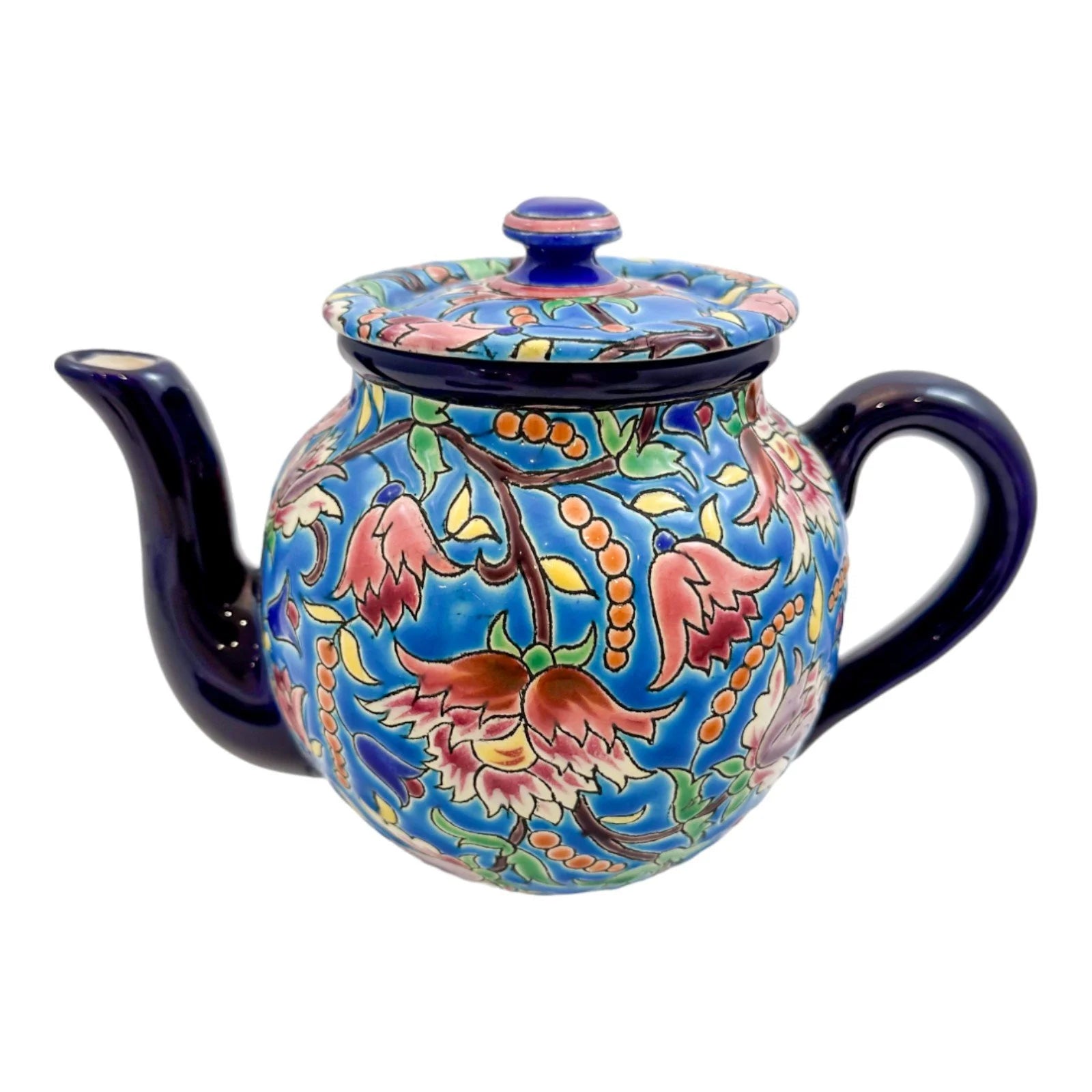 1930's Art Deco Longwy French cloisonné faience enamel pottery tea set, Japanese design