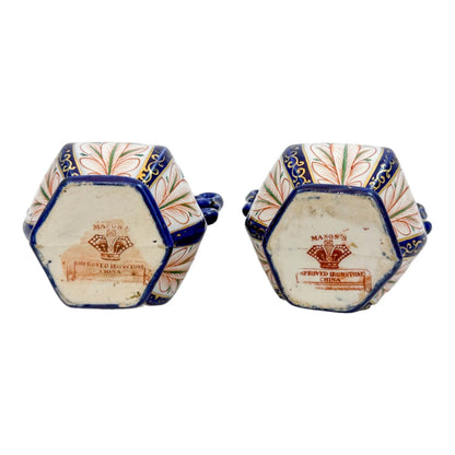 Georgian pair Mason's Ironstone pottery double handled baluster octagonal vases